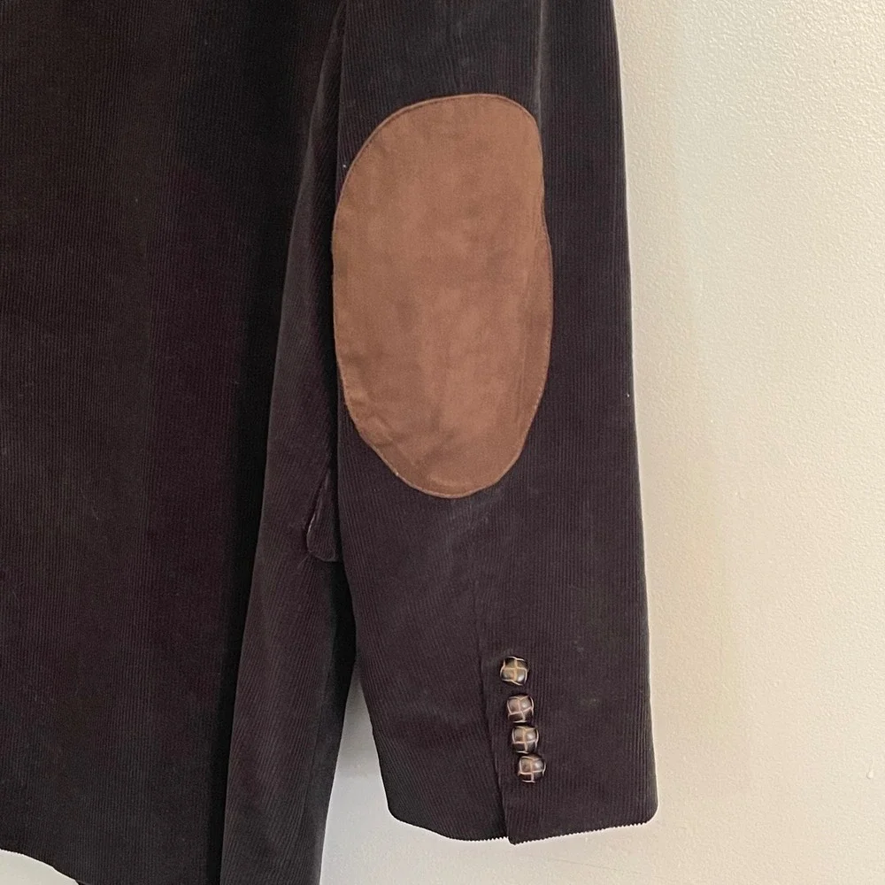 Lauren‎ Ralph Lauren Mens Corduroy Blazer Black Elbow Patches Sport Coat 44R